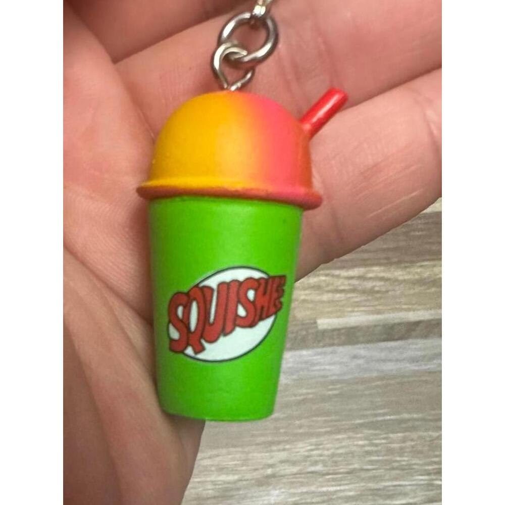 simpsons squishee cup keychain mini drink charm neon green cartoon nostalgia